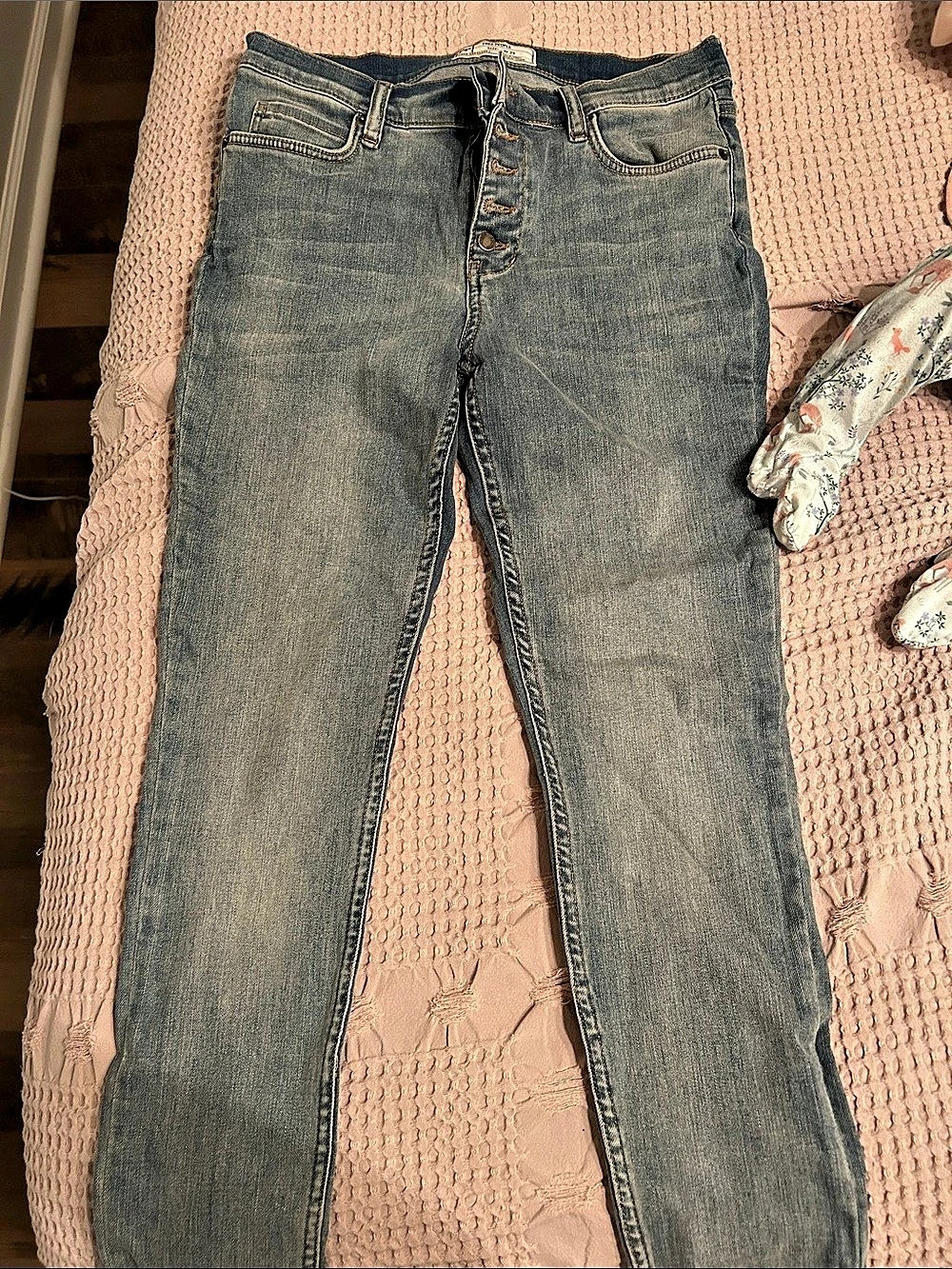 Free People Straight Leg Jeans Blue Waist 29